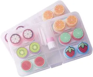6-piece contact lens case, convenient for travel carrying, cute fruit contact lens storage box, tweezers disassembly tool set (color) 6-piece contact lens case, convenient for travel carrying, cute fruit contact lens storage box, tweezers disassembly tool set (color)