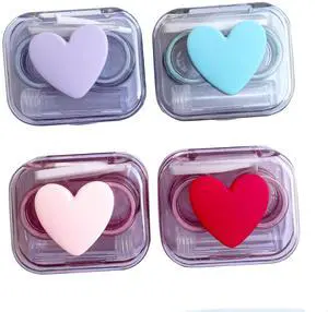 Contact Lens Case, Travel Size Flip Top Cute Contact Lenses Applicator Remover Tool Kit with Solution Bottle for Daily Outdoor Heart (4 Pack) Contact Lens Case, Travel Size Flip Top Cute Contact Lenses Applicator Remover Tool Kit with Solution Bottle for Daily Outdoor Heart (4 Pack)