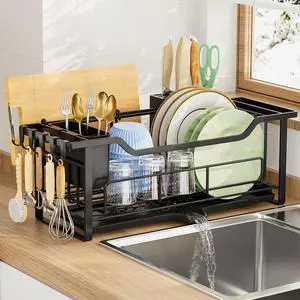 Narrow Dish Drying Rack Dish Drainer, Black Narrow Dish Drying Rack Dish Drainer, Black
