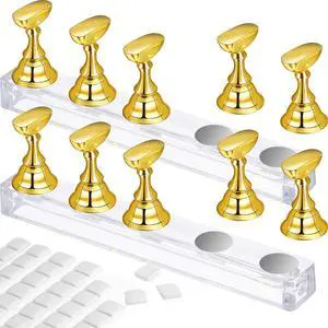 2 Set Nail Stand for Painting Press Nail Holder Acrylic Magnetic Tips Training Fingernail Display Stands DIY Crystal Holders and 96 Pieces White Reusable Adhesive Putty(Gold) 2 Set Nail Stand for Painting Press Nail Holder Acrylic Magnetic Tips Training Fingernail Display Stands DIY Crystal Holders and 96 Pieces White Reusable Adhesive Putty(Gold)