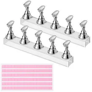 Nail Stand Press On Nail Stand Nail Holder for Painting Nails Magnetic Nail Tips Practice Stands with 80Pcs Reusable Putty (Silver) Nail Stand Press On Nail Stand Nail Holder for Painting Nails Magnetic Nail Tips Practice Stands with 80Pcs Reusable Putty (Silver)