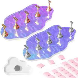 Press On Nail Stand Set - 2 Pcs Aurora Arcrylic Nail Holder for Painting Nails With A Mini Clear Nail Stand Base, Two Color Metal Nail Holders,Reusable Sticky Putty For Nail Art & Display Press On Nail Stand Set - 2 Pcs Aurora Arcrylic Nail Holder for Painting Nails With A Mini Clear Nail Stand Base, Two Color Metal Nail Holders,Reusable Sticky Putty For Nail Art & Display