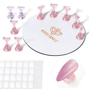 Nail Stand Set, Magnetic Aurora Pink Nail Stands for Press ons False Nail Tips Practice Acrylic Holder with 200pcs Sticky Tabs Strong Metal Base Painting Display DIY & Salon Use Nail Stand Set, Magnetic Aurora Pink Nail Stands for Press ons False Nail Tips Practice Acrylic Holder with 200pcs Sticky Tabs Strong Metal Base Painting Display DIY & Salon Use