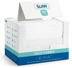 Face Towels 10"×12", XL Disposable Facial Towels, Extra Thick Clean Face Towelettes, Ultra Soft Makeup Remover Dry Wipes for Sensitive Skin, Cleansing, Travel, 50 Count Face Towels 10"×12", XL Disposable Facial Towels, Extra Thick Clean Face Towelettes, Ultra Soft Makeup Remover Dry Wipes for Sensitive Skin, Cleansing, Travel, 50 Count