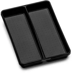 2 Compartment Drawer Organizer, Multi-Purpose Storage for Kitchen, Office & Bathroom, Non Slip, Soft Grip Lining, Easy-Clean Design, Black 2 Compartment Drawer Organizer, Multi-Purpose Storage for Kitchen, Office & Bathroom, Non Slip, Soft Grip Lining, Easy-Clean Design, Black