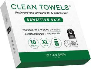 Clean Skin Club Clean Towels® XL Sensitive Skin | Travel Pack, Ultra-Soft Disposable Face Towels Infused with Aloe & Glycerin for Sensitive Skin, TSA-Approved Travel Essential Clean Skin Club Clean Towels® XL Sensitive Skin | Travel Pack, Ultra-Soft Disposable Face Towels Infused with Aloe & Glycerin for Sensitive Skin, TSA-Approved Travel Essential