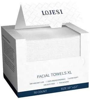 Ultra-Soft XL Disposable Face Towel | 100% USDA Biobased, Eczema-Friendly Dry Wipes for Makeup Removal (50 Count, 1 Pack) Ultra-Soft XL Disposable Face Towel | 100% USDA Biobased, Eczema-Friendly Dry Wipes for Makeup Removal (50 Count, 1 Pack)