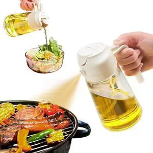 Glass Oil Sprayer & Dispenser 16oz Premium 2-in-1 Olive Oil Bottle for Cooking, Salad & Air Fryer, Leakproof Design with 2 Silicone Brushes| Smart Kitchen Gadget Glass Oil Sprayer & Dispenser 16oz Premium 2-in-1 Olive Oil Bottle for Cooking, Salad & Air Fryer, Leakproof Design with 2 Silicone Brushes| Smart Kitchen Gadget