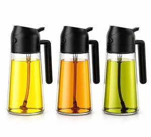 2 in 1 Olive Oil Sprayer for Cooking, Glass Oil Spray Bottle for Air Fryer, BBQ, Kitchen Oil Dispenser 470ml 2 in 1 Olive Oil Sprayer for Cooking, Glass Oil Spray Bottle for Air Fryer, BBQ, Kitchen Oil Dispenser 470ml