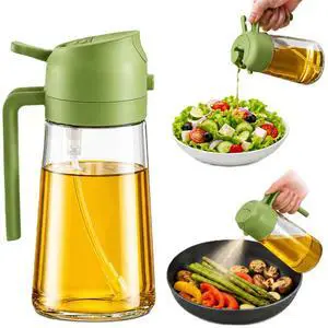 Oil Sprayer for Cooking, 16oz/470ml 2-in-1 Glass Olive Oil Dispenser Oil Sprayer for Cooking, 16oz/470ml 2-in-1 Glass Olive Oil Dispenser
