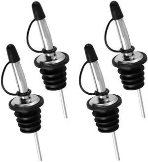 4-Pack Olive Oil Dispenser Spouts, Liquor Bottle Pourers, Stainless Steel Pour Spout with Dust Caps 4-Pack Olive Oil Dispenser Spouts, Liquor Bottle Pourers, Stainless Steel Pour Spout with Dust Caps