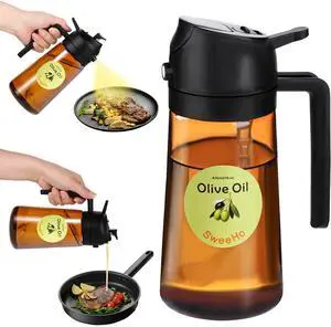 Oil Sprayer for Cooking,470ml Cooking Olive Oil Sprayer and Oil Dispenser 2 In 1, Food-grade Glass Oil Spray Bottle Mister for Air Fryer, BBQ, Griddle (Black+dark brown glass and color label) Oil Sprayer for Cooking,470ml Cooking Olive Oil Sprayer and Oil Dispenser 2 In 1, Food-grade Glass Oil Spray Bottle Mister for Air Fryer, BBQ, Griddle (Black+dark brown glass and color label)