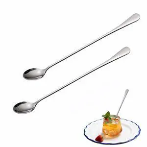 9.5 Inch Long Handle Stainless Steel Spoon - 2-Pack Ice Tea Spoon, Coffee Stirrer, Cocktail Mixing Spoon & Ice Cream Scoop, Dishwasher Safe, Ergonomic Thick Handle for Home, Bar & Parties 9.5 Inch Long Handle Stainless Steel Spoon - 2-Pack Ice Tea Spoon, Coffee Stirrer, Cocktail Mixing Spoon & Ice Cream Scoop, Dishwasher Safe, Ergonomic Thick Handle for Home, Bar & Parties