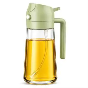 Olive Oil Sprayer 470ml Glass Bottle, 2-in-1 Oil Dispenser (Green) Olive Oil Sprayer 470ml Glass Bottle, 2-in-1 Oil Dispenser (Green)