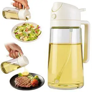 16oz/470ml Glass Olive Oil Sprayer & 2-in-1 Dispenser Bottle with Pour Spout for Cooking, Air Fryers, Salads, BBQs, and Kitchen Use(milky white) 16oz/470ml Glass Olive Oil Sprayer & 2-in-1 Dispenser Bottle with Pour Spout for Cooking, Air Fryers, Salads, BBQs, and Kitchen Use(milky white)
