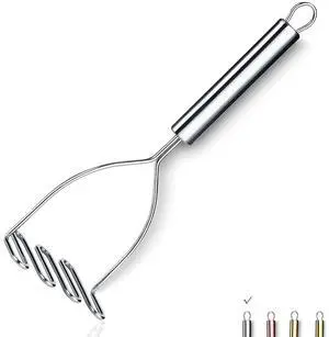 Potato Masher, Stainless Steel Heavy Duty Metal Potato Ricer With Mirror Polish, Food Masher Utensil, Hand Masher, Vegetables Fruits Mashe, Dishwasher Safe (9.6 Inch) Potato Masher, Stainless Steel Heavy Duty Metal Potato Ricer With Mirror Polish, Food Masher Utensil, Hand Masher, Vegetables Fruits Mashe, Dishwasher Safe (9.6 Inch)
