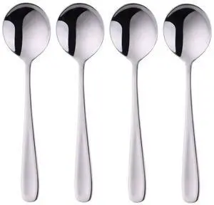 7-Inch Soup Spoons, Baikai Bouillon Spoon,18/10 Stainless Steel Finished Table Dinner Spoons Set of 4 (Silver) 7-Inch Soup Spoons, Baikai Bouillon Spoon,18/10 Stainless Steel Finished Table Dinner Spoons Set of 4 (Silver)