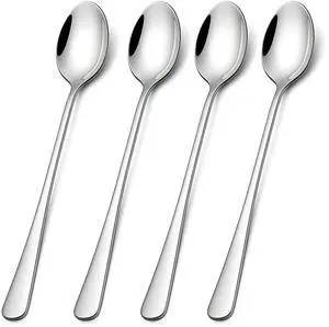 Iced Tea Spoons Long Handle Set of 4 7.7 Inch Stainless Steel Long Teaspoons for Tall Glasses, Iced Coffee Milkshake Sundae Dessert Stirring, Mirror Finish Dishwasher Safe Coffee Bar Spoons Iced Tea Spoons Long Handle Set of 4 7.7 Inch Stainless Steel Long Teaspoons for Tall Glasses, Iced Coffee Milkshake Sundae Dessert Stirring, Mirror Finish Dishwasher Safe Coffee Bar Spoons
