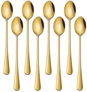 7.5 Inch Gold Iced Tea Spoons,Set Of 8 Stainless Steel Long Coffee Spoons,Long Handle Stirring Spoon For Dessert,Coctails,Ice Cream,Milk,Iced Teaspoons For Bar 7.5 Inch Gold Iced Tea Spoons,Set Of 8 Stainless Steel Long Coffee Spoons,Long Handle Stirring Spoon For Dessert,Coctails,Ice Cream,Milk,Iced Teaspoons For Bar
