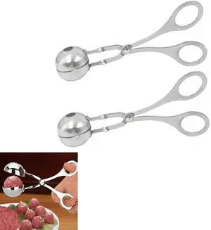 2 Pack Stainless Steel Meat Baller Ball Maker Meatball Scoop None-Stick Baller Tongs Meat Ball Maker Mold Cake Pop,Ice Tongs,Meatball Maker Tool for Kitchen Cooking (1.38") 2 Pack Stainless Steel Meat Baller Ball Maker Meatball Scoop None-Stick Baller Tongs Meat Ball Maker Mold Cake Pop,Ice Tongs,Meatball Maker Tool for Kitchen Cooking (1.38")