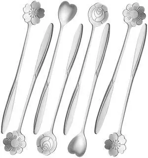 Long Handle Coffee Spoons, 8 Pk, 7", Silver Long Handle Coffee Spoons, 8 Pk, 7", Silver