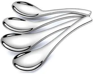 Stainless Steel Soup Spoons - 6 Inch Heavy Duty Asian Soup Spoon for Ramen, Rice, Tea, and Milk, Set of 4 Short Handle Ramen Spoons, Dishwasher Safe, Silver Chinese Table Spoon Stainless Steel Soup Spoons - 6 Inch Heavy Duty Asian Soup Spoon for Ramen, Rice, Tea, and Milk, Set of 4 Short Handle Ramen Spoons, Dishwasher Safe, Silver Chinese Table Spoon