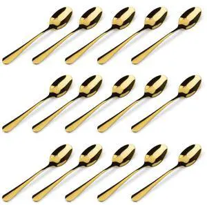 15 Packs Demitasse Espresso Spoons, 4.3 Inch Mini Gold Coffee Spoon, Stainless Steel Small Spoons for Dessert 15 Packs Demitasse Espresso Spoons, 4.3 Inch Mini Gold Coffee Spoon, Stainless Steel Small Spoons for Dessert