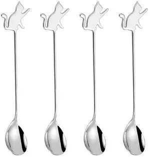 Stainless Steel Mini Coffee Espresso Spoon, Dessert Teaspoons Small Soup Spoons, Silver Cute Animals Coffee Spoon, 5.6 inch, Set of 4 Stainless Steel Mini Coffee Espresso Spoon, Dessert Teaspoons Small Soup Spoons, Silver Cute Animals Coffee Spoon, 5.6 inch, Set of 4