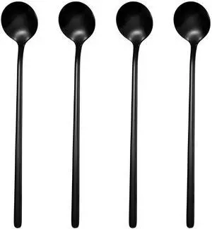 4Pcs Satin Black Stainless Steel Coffee Spoons, 6.7 Inches Coffee Spoons Iced Teaspoon Espresso Stirring Spoon, Matte Black Teaspoons Dessert Spoon 4Pcs Satin Black Stainless Steel Coffee Spoons, 6.7 Inches Coffee Spoons Iced Teaspoon Espresso Stirring Spoon, Matte Black Teaspoons Dessert Spoon