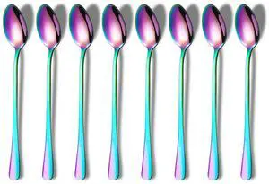 Rainbow Long Handle Spoons, Coffee Stirrers, Premium Stainless Steel Coffee & Tea Spoons, Set of 8 (Colorful) Rainbow Long Handle Spoons, Coffee Stirrers, Premium Stainless Steel Coffee & Tea Spoons, Set of 8 (Colorful)