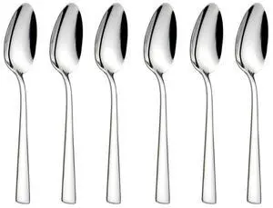 6-Pieces Teaspoons Set Stainless Steel 18/0 Tea Spoon, 6.29 Inches For Home, Kitchen Restaurant, square handle 6-Pieces Teaspoons Set Stainless Steel 18/0 Tea Spoon, 6.29 Inches For Home, Kitchen Restaurant, square handle