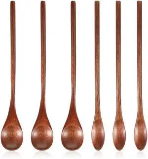 6PCS Wooden Coffee Spoons 7.8inch Long Handle Mixing Teaspoon Wood Honey Spoon Handmade Stirring Teaspoon for Kitchen Stirring 6PCS Wooden Coffee Spoons 7.8inch Long Handle Mixing Teaspoon Wood Honey Spoon Handmade Stirring Teaspoon for Kitchen Stirring