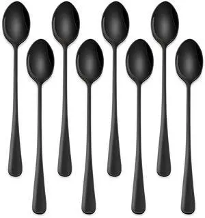 7.5 Inches Black Coffee Stirring Spoons Set,Set Of 8 Stanless Steel Iced Teaspoons,Long Handle Mixing Spoons For Cocktail And Sundae,Long Ice Cream Spoons 7.5 Inches Black Coffee Stirring Spoons Set,Set Of 8 Stanless Steel Iced Teaspoons,Long Handle Mixing Spoons For Cocktail And Sundae,Long Ice Cream Spoons