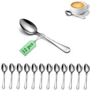 Demitasse Espresso Spoons 12 Pieces 5.5", Berglander Stainless Steel Mini Spoons Set for Coffee, Dessert, Ice Cream, Metal Cutlery Spoon for Home, Kitchen, Restaurant Café, Dishwasher Safe Demitasse Espresso Spoons 12 Pieces 5.5", Berglander Stainless Steel Mini Spoons Set for Coffee, Dessert, Ice Cream, Metal Cutlery Spoon for Home, Kitchen, Restaurant Café, Dishwasher Safe