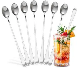 Ice Tea Spoons Long Stainless Steel Set of 8 9 Iced Tea Spoons Long Handle with Classic Elegant Design Rust-Resistant & Dishwasher Safe | For Milkshakes, Cocktails, Desserts & Tall Glass Drinks Ice Tea Spoons Long Stainless Steel Set of 8 9 Iced Tea Spoons Long Handle with Classic Elegant Design Rust-Resistant & Dishwasher Safe | For Milkshakes, Cocktails, Desserts & Tall Glass Drinks