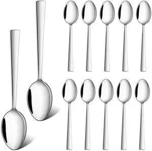 Teaspoon Set of 12, 6.7 Inch Stainless Steel Mini Tea Spoons, Small Spoon Silverware for Coffee Tea Soup Dessert, Non-Toxic & Heavy Duty, Mirror Polished & Dishwasher Safe Teaspoon Set of 12, 6.7 Inch Stainless Steel Mini Tea Spoons, Small Spoon Silverware for Coffee Tea Soup Dessert, Non-Toxic & Heavy Duty, Mirror Polished & Dishwasher Safe