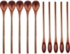 10 Pieces Wooden Coffee Spoons Long Handle Mixing Wooden Spoon Handmade Stirring Teaspoon for Kitchen Stirring 10 Pieces Wooden Coffee Spoons Long Handle Mixing Wooden Spoon Handmade Stirring Teaspoon for Kitchen Stirring