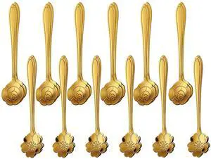 24PCS Gold Espresso Coffee Spoons, 5" Small Spoon for Tea Stirring, Soup 24PCS Gold Espresso Coffee Spoons, 5" Small Spoon for Tea Stirring, Soup