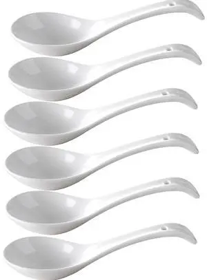 Ceramic Asian Soup Spoons, Set of 6 - Large Deep Oval Japanese Spoons for Ramen, Pho, Wonton, Miso & Noodles, White Chinese Soup Spoons Ceramic Asian Soup Spoons, Set of 6 - Large Deep Oval Japanese Spoons for Ramen, Pho, Wonton, Miso & Noodles, White Chinese Soup Spoons