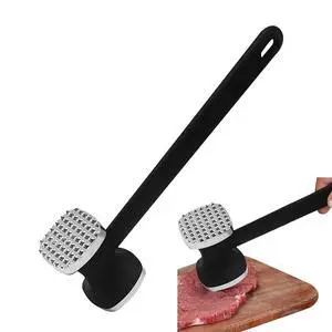 Meat Tenderizer Tool, Double Side Meat Hammer Tenderizer With Comfort-Grip Handle Heavy Duty Manual Hammer Mallet Tool for Steak Chicken and Pork(Black+Silver) Meat Tenderizer Tool, Double Side Meat Hammer Tenderizer With Comfort-Grip Handle Heavy Duty Manual Hammer Mallet Tool for Steak Chicken and Pork(Black+Silver)