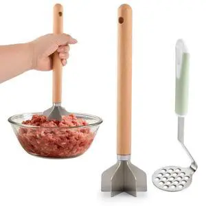 Stainless Steel Meat Chopper with Potato Masher, Kitchen Gadgets 4-Blade Ground Beef Chopper Potato Masher Hamburger Smasher Tool for Meat Vegetables Avocado Potatoes Beans(COLOR:Silver) Stainless Steel Meat Chopper with Potato Masher, Kitchen Gadgets 4-Blade Ground Beef Chopper Potato Masher Hamburger Smasher Tool for Meat Vegetables Avocado Potatoes Beans(COLOR:Silver)