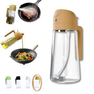 2-in-1 Oil Dispenser and Sprayer, 16oz/470ml Glass Olive Oil Sprayer for Cooking, Leakproof and Refillable Oil Mister for BBQ, Salad, and Baking (Orange) 2-in-1 Oil Dispenser and Sprayer, 16oz/470ml Glass Olive Oil Sprayer for Cooking, Leakproof and Refillable Oil Mister for BBQ, Salad, and Baking (Orange)