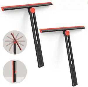 Shower Squeegee for Glass Doors with 2 Pack Multi-Purpose 360° Rotating Window Squeegees for Walls Wiper, Car Windshield, Tile, Mirrors and Kitchen, 11-Inchs Shower Squeegee for Glass Doors with 2 Pack Multi-Purpose 360° Rotating Window Squeegees for Walls Wiper, Car Windshield, Tile, Mirrors and Kitchen, 11-Inchs