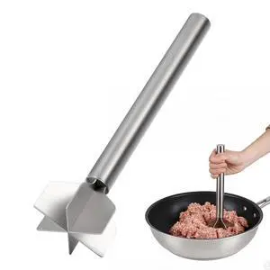 304 Stainless Steel Meat Chopper & Masher, Heavy Duty Food Grade 6-Blade Ground Beef Smasher, Metal Hamburger Chopper Tool, Meat Masher for Ground Beef 304 Stainless Steel Meat Chopper & Masher, Heavy Duty Food Grade 6-Blade Ground Beef Smasher, Metal Hamburger Chopper Tool, Meat Masher for Ground Beef