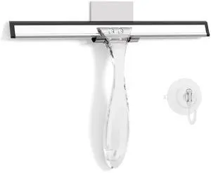 Shower Squeegee for Glass Doors, All-Purpose Squeegee with Suction Hook & Adhesive Hook, Clear Squeegee for Shower Glass, Windows, Mirrors, Tiles and Car Windows - 10 Inches, Clear Shower Squeegee for Glass Doors, All-Purpose Squeegee with Suction Hook & Adhesive Hook, Clear Squeegee for Shower Glass, Windows, Mirrors, Tiles and Car Windows - 10 Inches, Clear