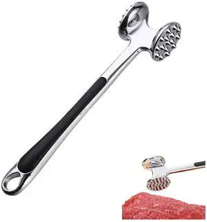 Heavy Duty Double-Sided Stainless Steel Meat Tenderizer Mallet With Color Box Packaging, 8.6 Inch Manual Meat Hammer Pounder for Steak, Beef, Chicken & Poultry Heavy Duty Double-Sided Stainless Steel Meat Tenderizer Mallet With Color Box Packaging, 8.6 Inch Manual Meat Hammer Pounder for Steak, Beef, Chicken & Poultry