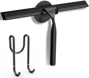 10-Inch Shower Squeegee for Glass Doors, Windows and Mirrors, Black 10-Inch Shower Squeegee for Glass Doors, Windows and Mirrors, Black