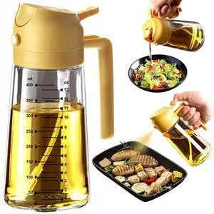 16oz/470ml Glass Olive Oil Sprayer for Cooking 2 in 1 Olive Oil Dispenser Bottle for Kitchen Gadgets and Air Fryer Accessories, Salad, BBQ - Yellow 16oz/470ml Glass Olive Oil Sprayer for Cooking 2 in 1 Olive Oil Dispenser Bottle for Kitchen Gadgets and Air Fryer Accessories, Salad, BBQ - Yellow