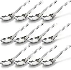 12 Pack Stainless Steel Soup Spoons, Premium Mirror Polished Chinese Dinner Spoons, Heavy Weight Table Spoon with Ergonomic Handle for Bouillon, Ramen, Pho, Wonton, Rice, Dishwasher Safe 12 Pack Stainless Steel Soup Spoons, Premium Mirror Polished Chinese Dinner Spoons, Heavy Weight Table Spoon with Ergonomic Handle for Bouillon, Ramen, Pho, Wonton, Rice, Dishwasher Safe