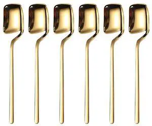 18/10 Stainless Steel Gold Coffee Spoons, Hangable Design 5.6" 18/10 Stainless Steel Gold Coffee Spoons, Hangable Design 5.6"